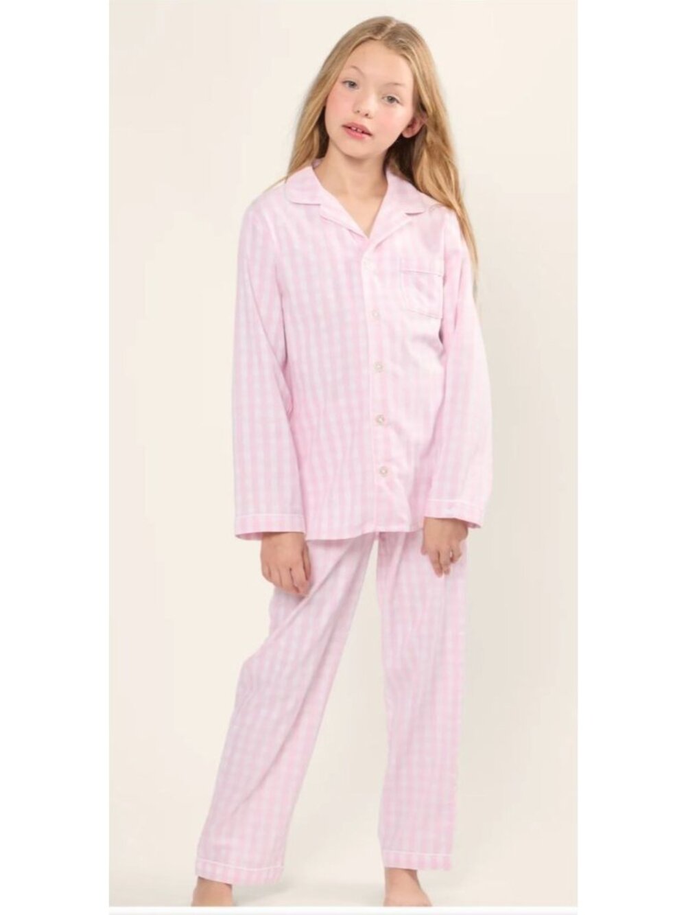 Petite Plume The Colony Hotel Girls Striped Pajama Set Pink & White Size 12 Cott - Picture 12 of 13